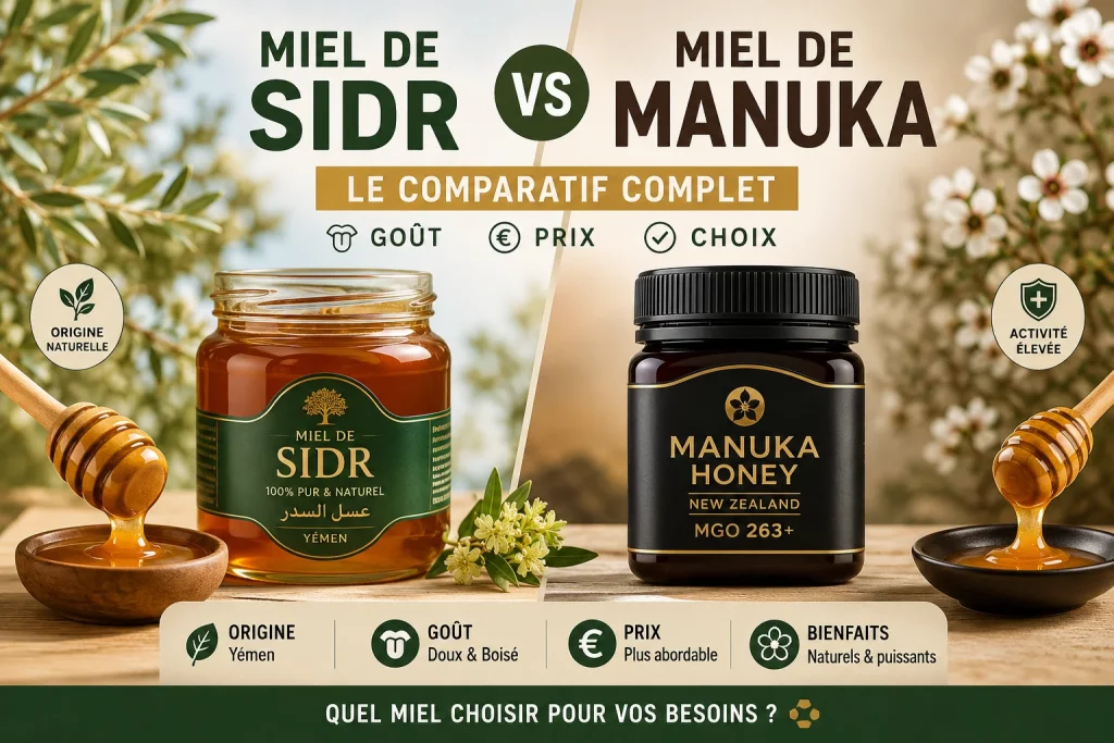 Miel de Sidr vs Miel de Manuka : le Comparatif Complet (Goût, Prix, Choix)