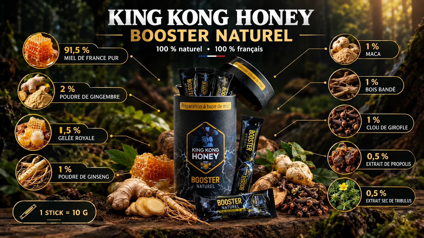 King Kong Honey Stick Booster 100% Naturel – Image 2
