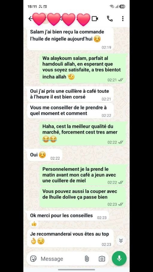 Message client O Nigelle